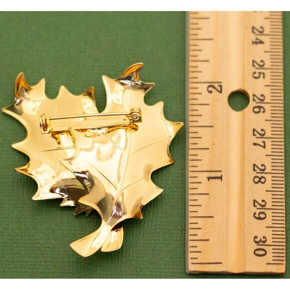 Vintage Mid Century Gold Tone Leaf Brooch K1 - Picture 2 of 2